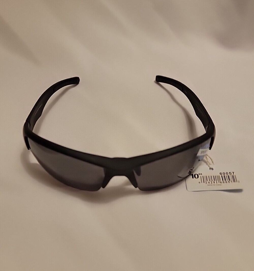Piranha Sunglasses Sport Wrap Black Partial Frame Style # 60057 Black Lenses